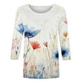 thumbnail image 4 of Mittory Womens 3/4 Length Sleeve Tops Spring Summer T-Shirts Trendy Boho Floral Print Crew Neck Going Out Tops Tee Shirt, 4 of 5