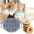 thumbnail image 4 of Silicone Donut Baking Pan with Handle, Bagels Pan Easy Cleaning Donut Pans with Solid Circle for Cookie Cake (Gray), 4 of 7