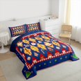 thumbnail image 4 of Manfei Fairy Tale Christmas Queen Comforter Set for Teen, Dreamy Festival Bedding Sets, Blue Red Buffalo Reversible Bedding Comforter Set, Lightweight Room Decor, 3pcs, 4 of 8