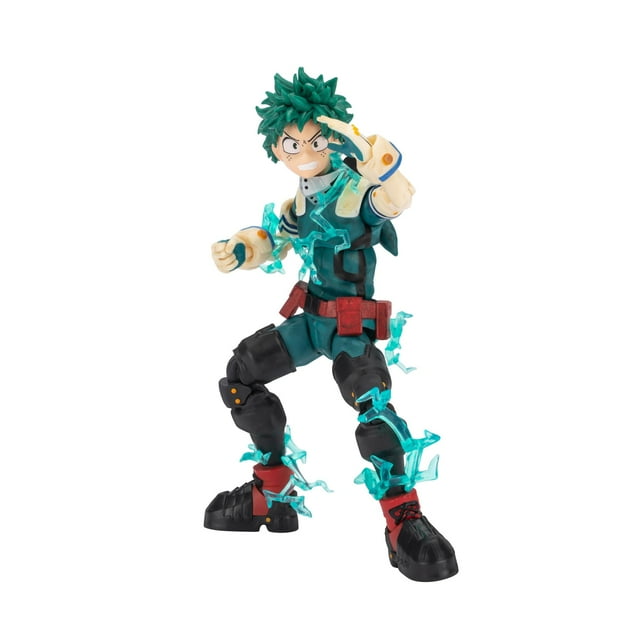 Total Anime Izuku Midoriya - Figura a escala de 6,5 pulgadas con placas frontales intercambiables, manos alternativas y efectos de energía