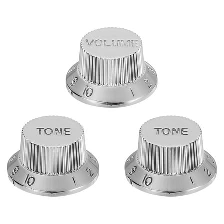 3pcs Metric Top Hat Bell Knobs, Control Guitar Knobs, Bright Silver