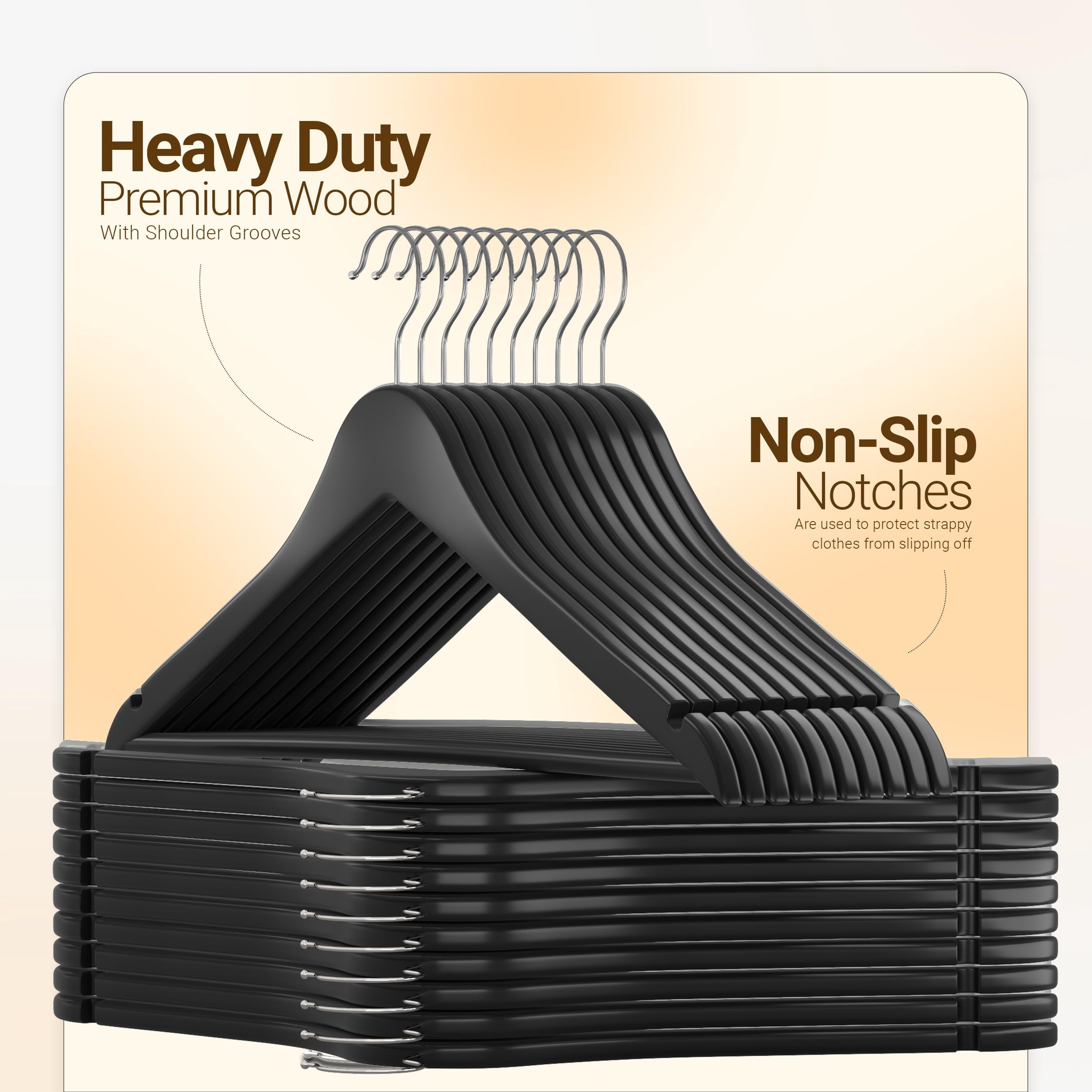 Utopia Home Premium Wooden Hangers 30 Pack - Durable & Slim Coat Hanger - Suit Hangers with 360-Degree Rotatable Hook - Wood Hangers with Shoulder Grooves Black