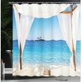 thumbnail image 4 of Ambesonne Balinese Shower Curtain, Honeymoon Themed Spa, 69"Wx70"L, Blue White, 4 of 5