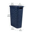 thumbnail image 3 of Mind Reader 40L Slim Laundry Hamper, Lid, Wicker Design, Plastic, 18"L x 10.4"W x 23.5"H Adult, Navy, 3 of 8