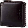 thumbnail image 1 of CHANPINCL Cartera Moderna con Zíper y Doble Pliegue para Hombre con Bloqueo RFID, Marrón, 1 of 7