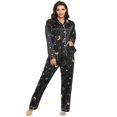 thumbnail image 2 of Ensemble de Pyjama en Satin pour Femmes à Pois Floraux, Manches Longues, Chemise Boutonnée, Tenue de Nuit Longue, 2 of 5