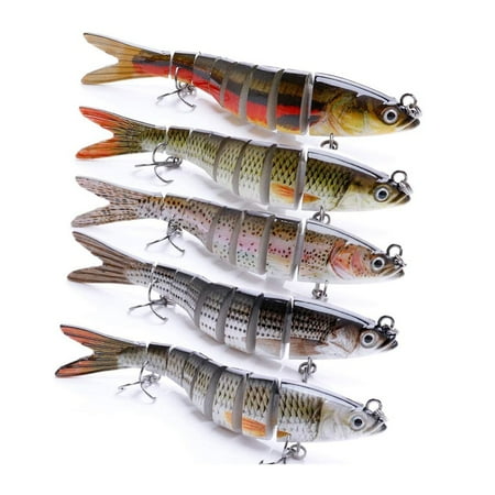 5pcs Bass Fishing Lures Multi Jointed Fish Hard Bait Swimbait Slow Sinking Segmented Bass Fishing Lure