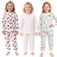 thumbnail image 3 of Kids Child Toddler Girl Pajamas Pj Set Snug Fit Long Sleeve Snug Fit Soft & Cozy Sleepwear & Loungewear 3-Pack Size 2Y to 10Y, 3 of 6