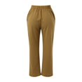 thumbnail image 6 of frariair Straight Leg Pants for Women High Waisted Wide Fashion Drawstring Elastic Trousers Comfy Long With Pockets Khaki, 6 of 6