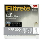 Filtrete 12x12x1 Air Filter, MPR 300 MERV 5, Dust Reduction, 1 Filter