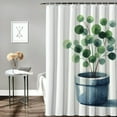 thumbnail image 2 of JEUXUS Shower Curtain Botanical Green Plant Watercolor Design White, 2 of 6