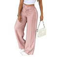 thumbnail image 2 of VV AVEORS Striped Track Pants Women Summer Striped Joggers Baggy Sweatpants Casual Sports Running Tall Petite Pink M, 2 of 6