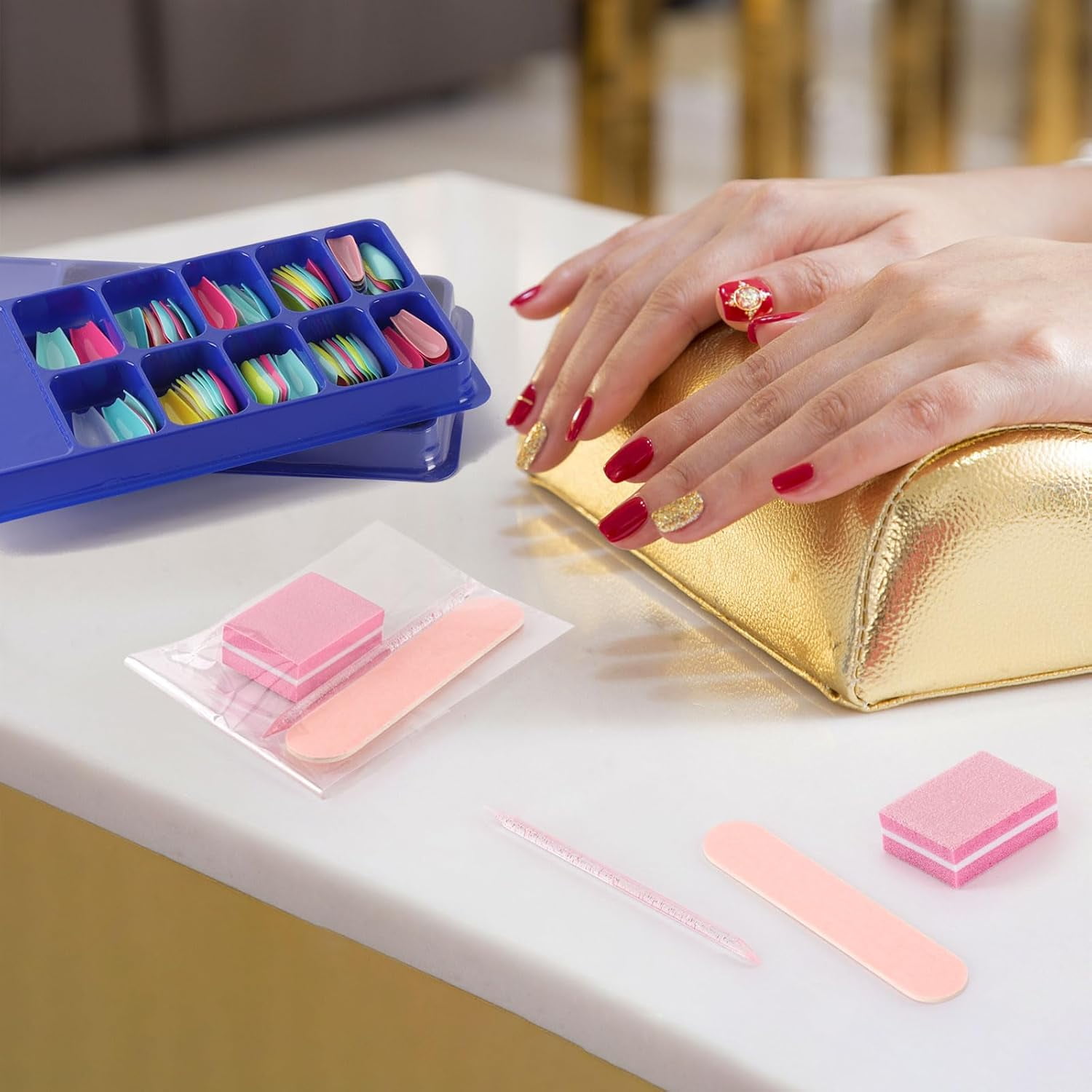 LZLINGMEI 48 Sets Disposable Manicure Kit, Individually Package Nail Kit,Manicure Set with Mini Nail File,Mini Nail Buffer,Nail Stick