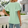 thumbnail image 4 of pimelu Womens Tops Shirts for Women Ruffle Sleeve Lightweigh Hollow out Blouses Summer Casual Solid T-shirt Girls Crewneck Short Sleeve Tunic Top, 4 of 6