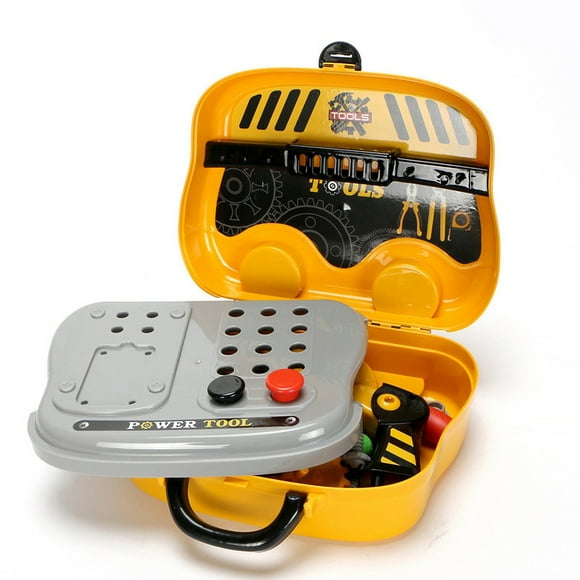 SIYTUAU Childrens Portable Toolbox Set Screwing Toys Educational Simulation Home Maintenance Tools Yellow Plastic Diy Toy Tool Set For Boys