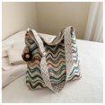 thumbnail image 4 of Colorful Striped Knitted Canvas Bag Purse for Women Large Capacity Shoulder Bag Casual Crossbody Bag with Wide Strap White, 4 of 4