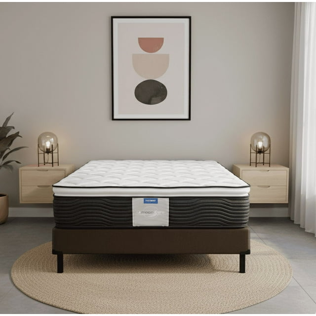 Colchon King Size Restonic Ortopedico MoonCare + Box Tapiz Tela Cafe + 2 Almohadas Standart