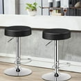 thumbnail image 4 of Costway 1 PC Round  Backless Bar Stool Adjustable Swivel Pub Chair U Leather with Footrest Black, 4 of 11