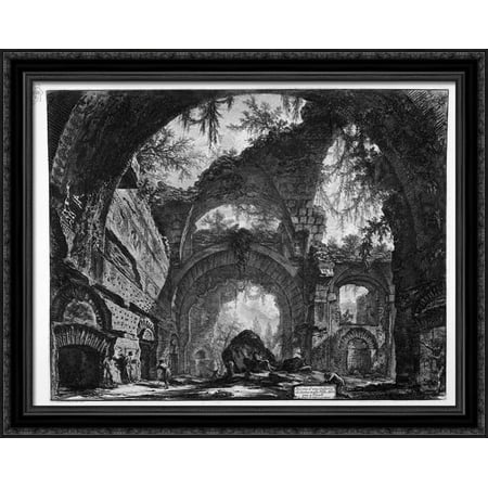 Ruins of a Gallery of Statues in Hadrian`s Villa at Tivoli 36x28 Large Black Ornate Wood Framed Canvas Art by Giovanni Battista Piranesi