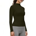 thumbnail image 6 of Stichou Women's Mock Neck Shirt Long Sleeve Slim Fit Spring Fall Tops Thermal Base Layer Soft Lightweight Stretch Undershirts Army Green XL, 6 of 6