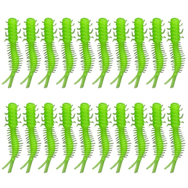 Señuelos de pesca Gusano PVC blando Mini Wobblers artificiales Swimbaits Green 20pcs FLhrweasw Nuevo