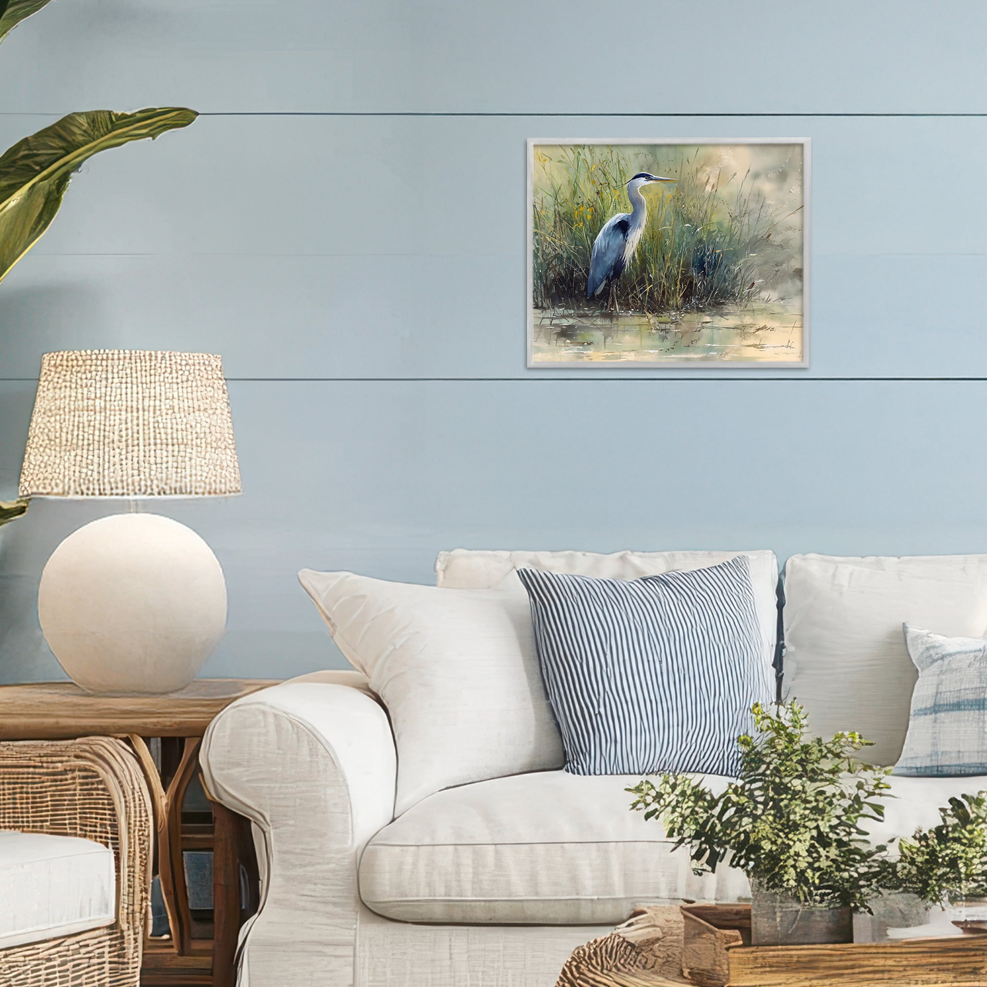 Stupell Industries Heron In The Grass Gray Framed Giclee Art, design by Franklyn Gregory