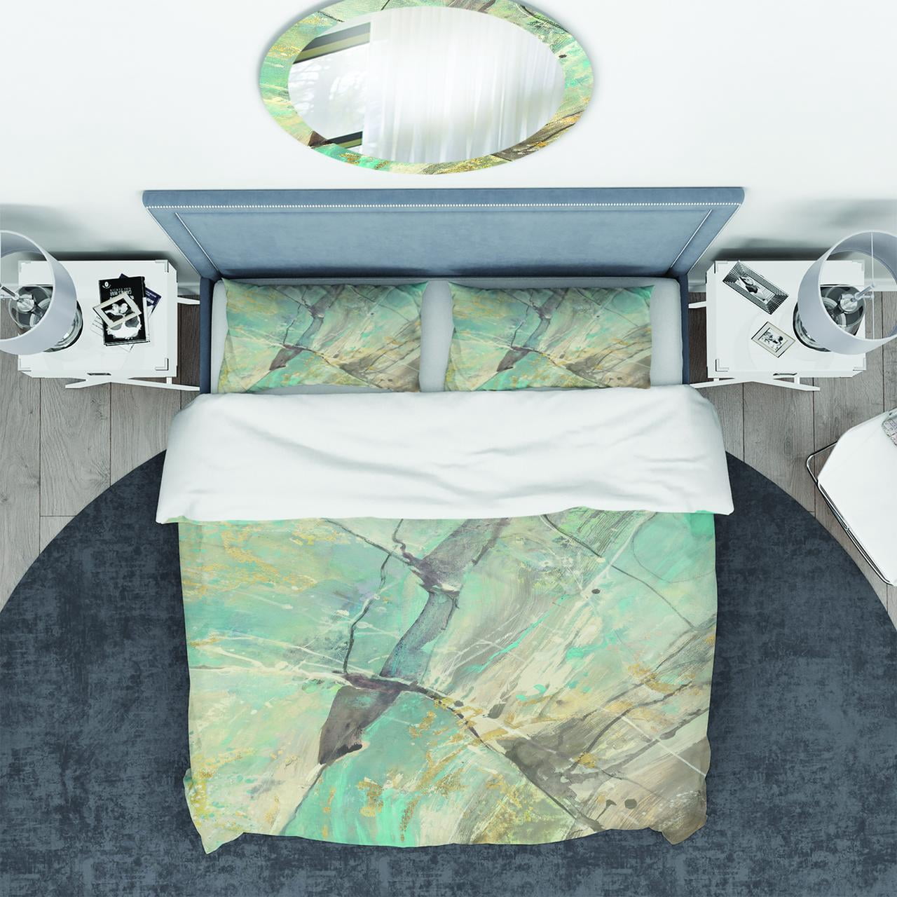 Designart 'Mineral Landscape in Blue, Cream and Brown' Geometric Duvet Cover Set