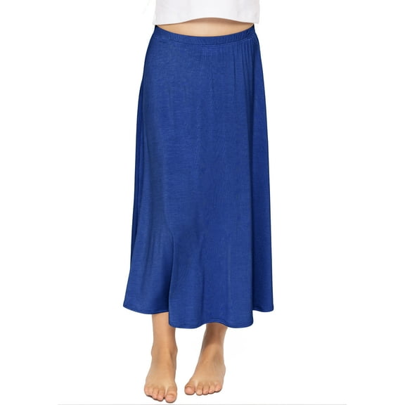 Stretch Is Comfort Girl's A-Line Ankle Length Skirt Royal Blue X-Large