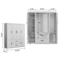 thumbnail image 6 of Idealcabin Freestanding Wardrobe Armoire With Drawers, Modern Bedroom Wardrobe Closet for Hanging Clothes, Wood Cabinet with Shelves, 6 of 9