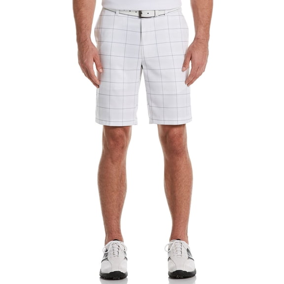 Men's Grand Slam 10" MotionFlow 360 Plaid Golf Shorts Color: Bright White Size: 34