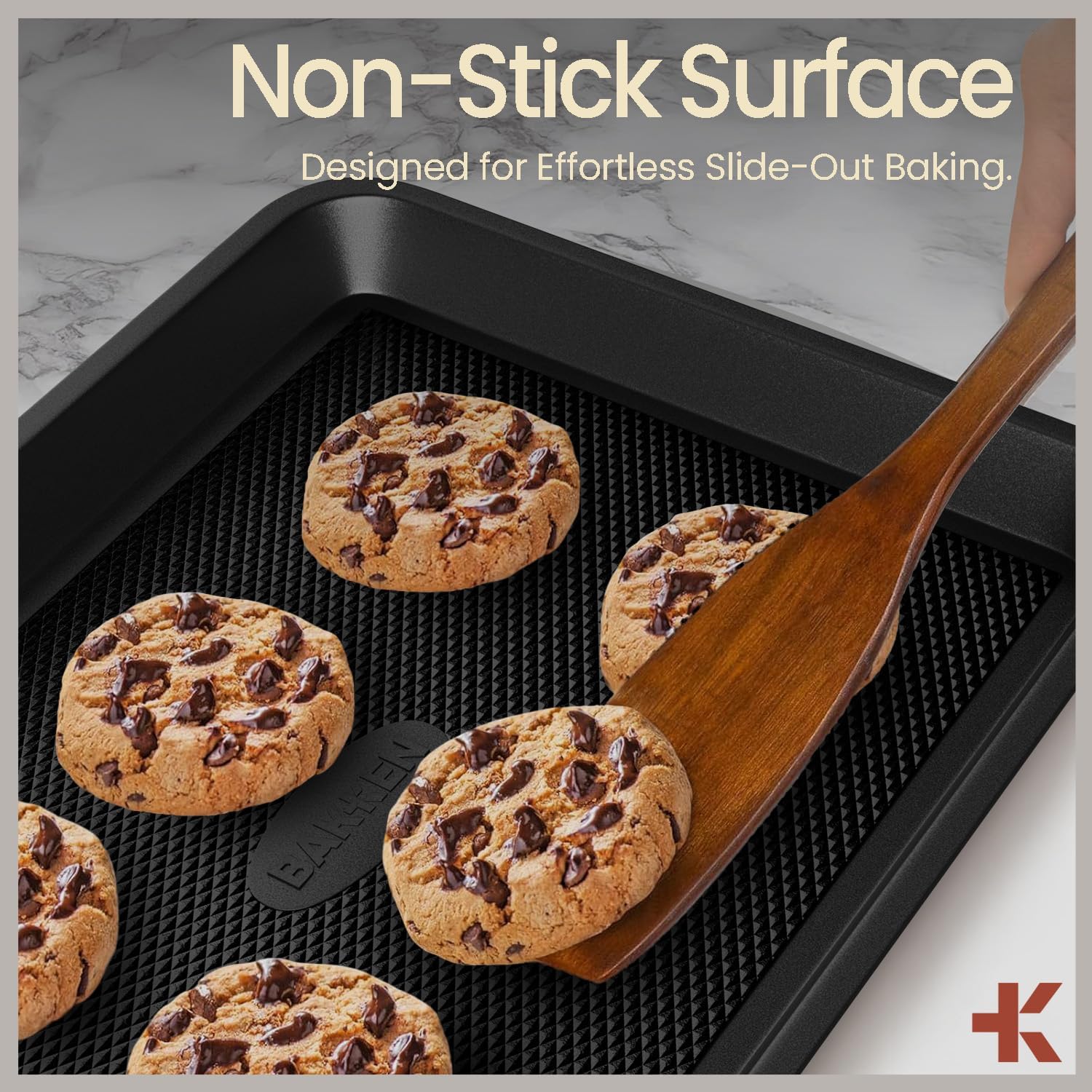 Bakken Diamond Bottom Cookie Sheet Set of 2, Nonstick Carbon Steel Baking Pans, Stackable, Oven Safe 450°F, Small & Medium