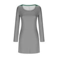 thumbnail image 3 of Nuoqisi Women's T Shirt Dress Long Sleeve V-Neck Floral Solid Slim Fashion Print Casual Loose Flowy Swing Dresses, 3 of 6