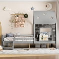thumbnail image 3 of Newest House with Star Roof Kids Playful & Creative Full Size Platform Bed with Bookcase and Blackboard,Gray, 3 of 12