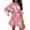Dusty Pink, variant on Women's Ruffled Printed Surplice Mini Dress with Half Sleeves Tie Front Flowy Hem 100% Polyester Fabric Casual