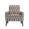 thumbnail image 7 of Homesvale Allyson Mid-Century Modern Small Space Armchair, Tan, Cream and Red Stripe Polyester, 7 of 7