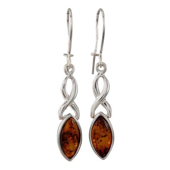 Sterling Silver and Baltic Kidney Hook  Honey Amber Earrings "Iryssa"