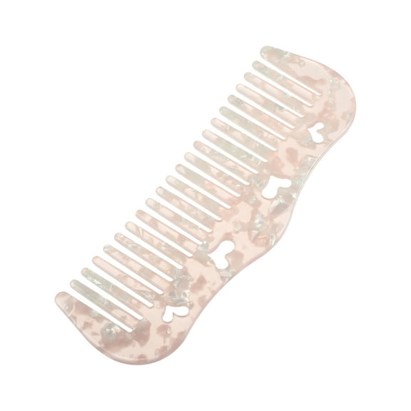 Unique Bargains 1 Pcs Women Heart Style Wide Tooth Comb for Curly Thick Wavy Straight Hair Pink