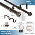 thumbnail image 3 of Urbanest Crystal Ball Flat Button 1" 5/8" Double Drapery Curtain Window Rod Set - 28" to 48", Bronze, 3 of 6