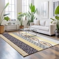 thumbnail image 3 of Area Rugs 3'x5', Yellow Grey Geometric Carpet Runner Indoor Outdoor Rugs Home Decor Aesthetic, Boho Vintage Country Flowers Leaves Non Slip Mats Washable Accent Rug for Living Room Bedroom, 3 of 8