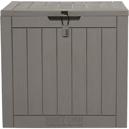 

EAST OAK Deck Box 31 Gallon Indoor and Outdoor Storage Box with Padlock for Patio Cushions -Pool Accessories Toys Gardening Tools Sports Equipment Waterproof and UV Resistant Resin Grey