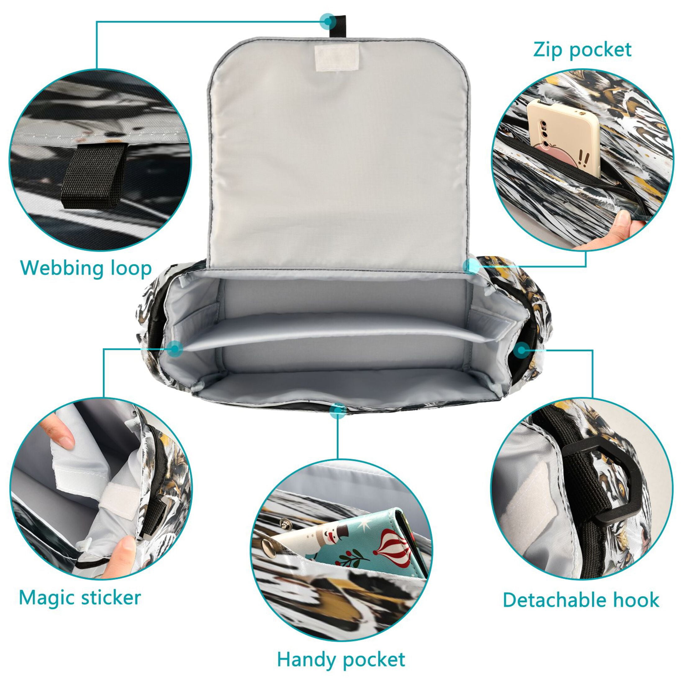 DIXRUYEE Stroller Organizer Tiger Rising Printed