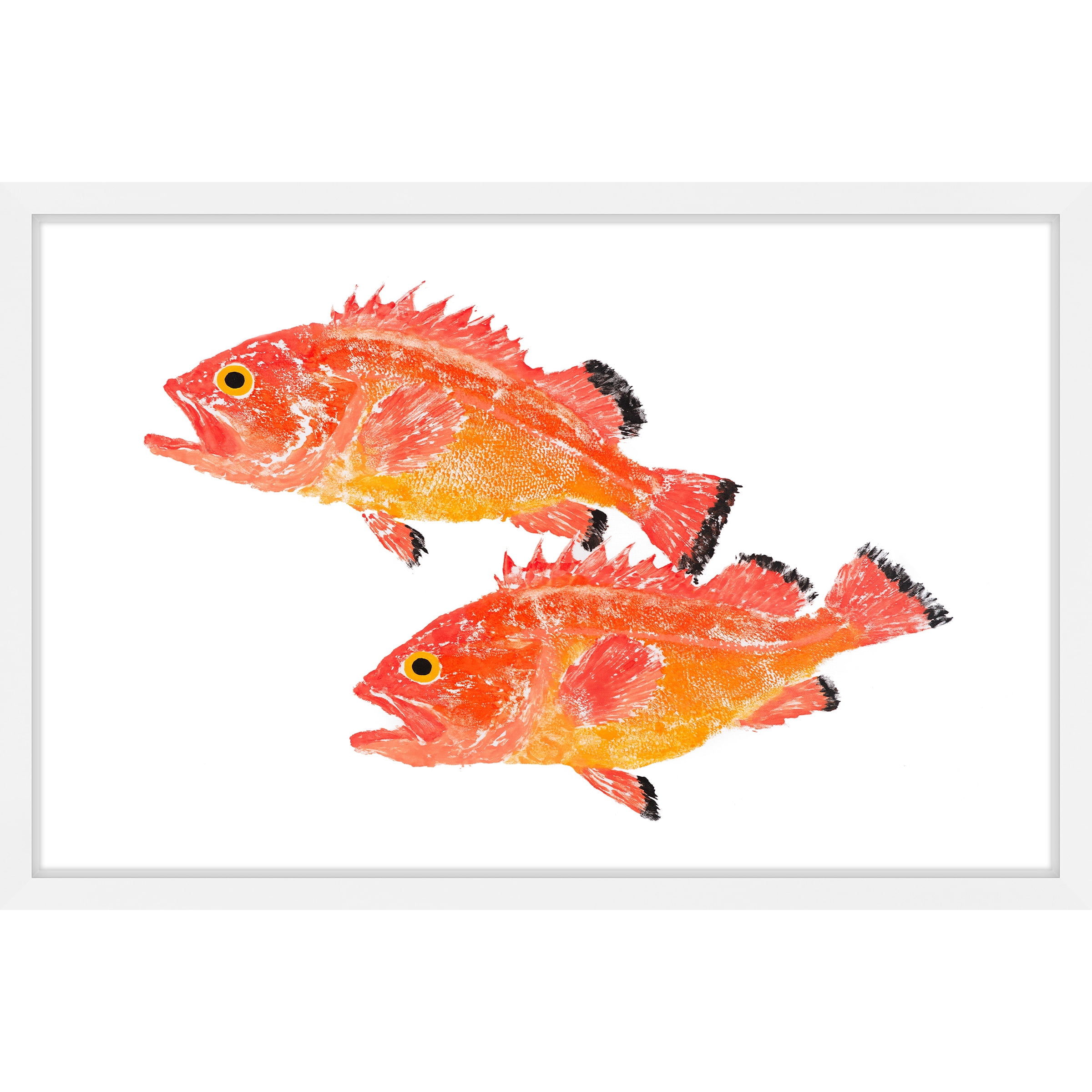 Marmont Hill "Two Orange Fish" by Michael Pantalos Framed Painting Print