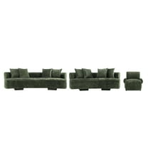 3-Piece Verandah 90.6" Sofa 112" XL Sofa & Accent Chair -Solid Wood Frame -Olive