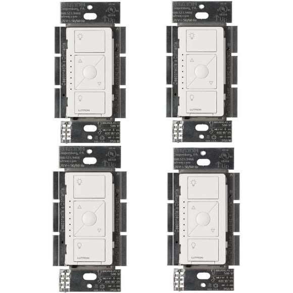 Interruptor de intensidad inteligente Lutron Caseta ELV+ LED de 250 W, paquete de 4 unidades, blanco