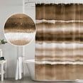thumbnail image 4 of Brown Stripes Shower Curtain Set - Extra Long 72" x 96" Washable Bathtub Curtain with 12 Hooks, Country Watercolors Gradient Texture Waterproof Fabric Stall Shower Curtains for Bathroom Décor, 4 of 6