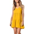 thumbnail image 1 of Robe Ample Décontractée Sans Manches à Col en V de Couleur Unie pour Femmes, 1 of 7