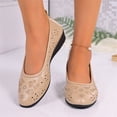 thumbnail image 6 of HTHLVMD Perforated Wedge Shoes, Cut-Out Comfort Footwear, Women's Ballet Flats Business Office Work Dress Shoes Low Wedge Round Toe Slip-Ons Comfortable Dressy Casual Flats for Women, Beige 6, 6 of 6