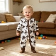 thumbnail image 2 of larppty Baby Boy Girl Western Clothes Cow Print Long Sleeve Romper Jumpsuit One Piece Newborn Fall Winter Outfit, 2 of 8