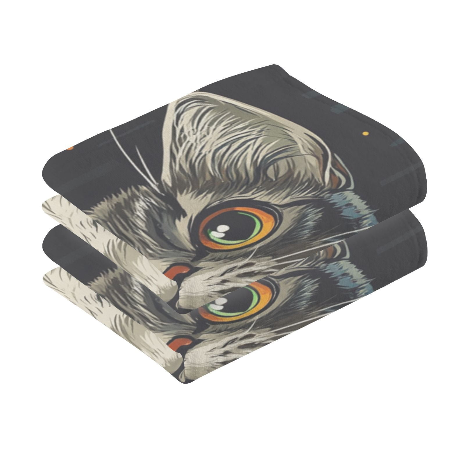 Cat Books Hand Towels Cotton Bath Towels Large Face Towels Absorbent for Bathroom 2 Packs