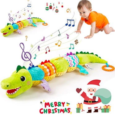 Ludolm Baby Toys 0-6 months, Infant Baby Musical Stuffed Animal Toys, Soft Sensory Toys with Crinkle and Rattles, Tummy Time Toys for Newborn Boys Girls Gift 0 3 6 12 Months (Dinosaurs)
